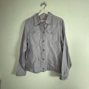 Bleu Jeans Co. Womens Lavender Button Front Linen Jacket Size Large Lightweight
